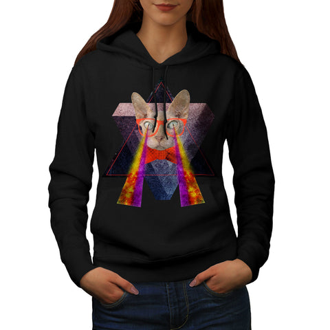 Crazy Cat Laser Beam Womens Hoodie