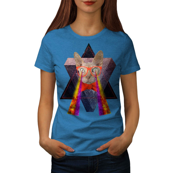 Crazy Cat Laser Beam Womens T-Shirt