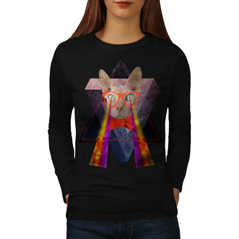 Crazy Cat Laser Beam Womens Long Sleeve T-Shirt