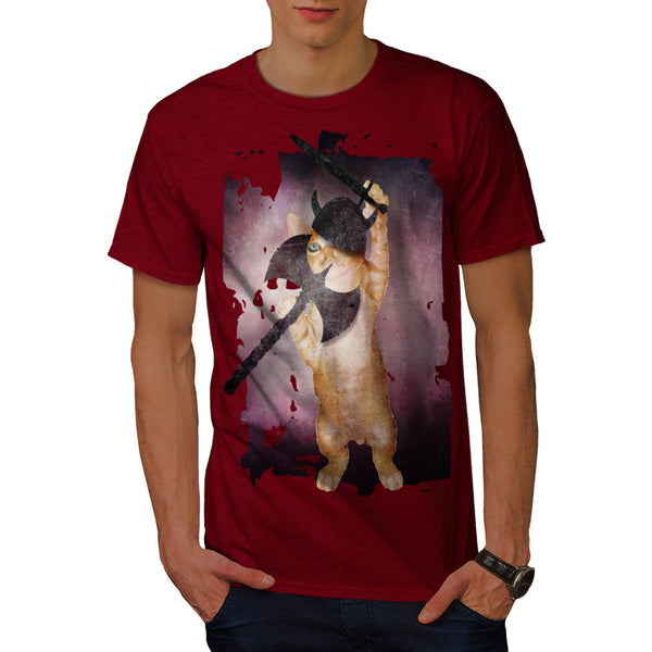 Warrior Viking Cat Mens T-Shirt