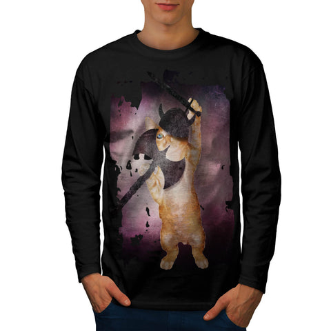 Warrior Viking Cat Mens Long Sleeve T-Shirt