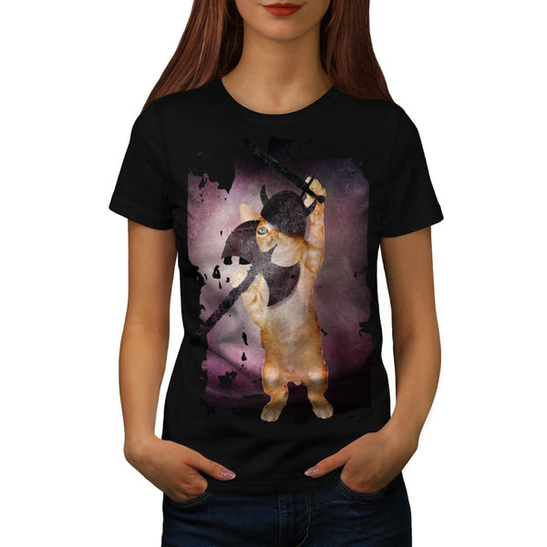 Warrior Viking Cat Womens T-Shirt