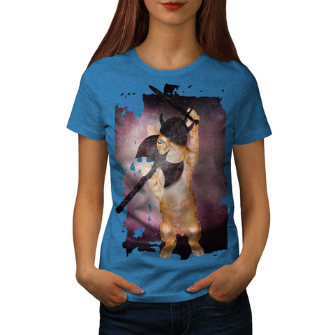 Warrior Viking Cat Womens T-Shirt