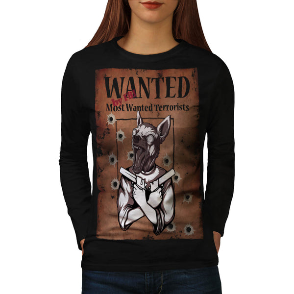 Wanted By FBI Animal Womens Long Sleeve T-Shirt