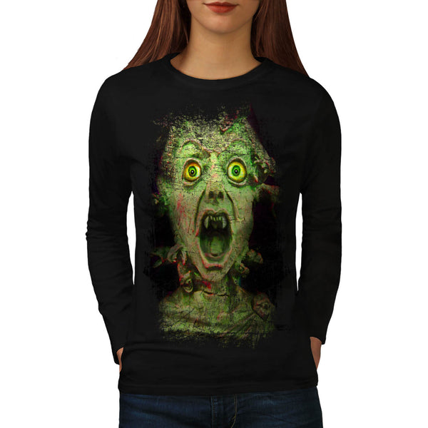 Monster Zombie Green Womens Long Sleeve T-Shirt