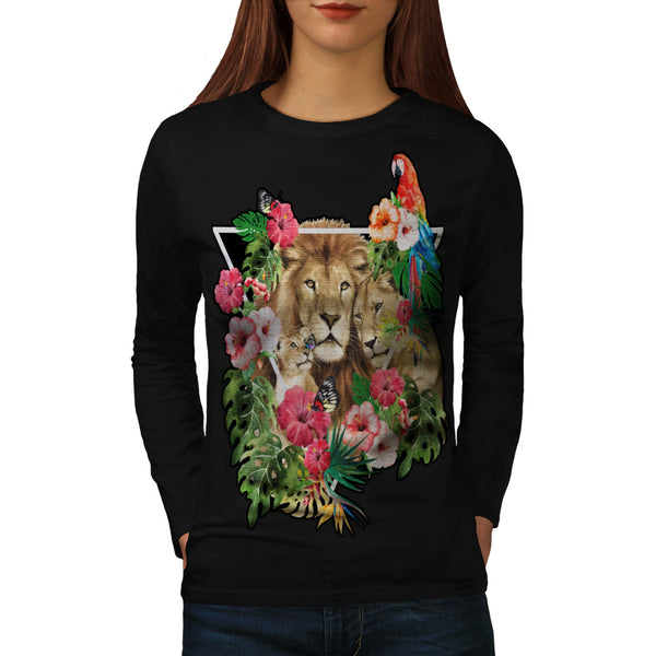 Wild King Jungle Lion Womens Long Sleeve T-Shirt