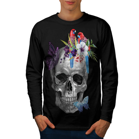 Skull Rose Flower Soul Mens Long Sleeve T-Shirt