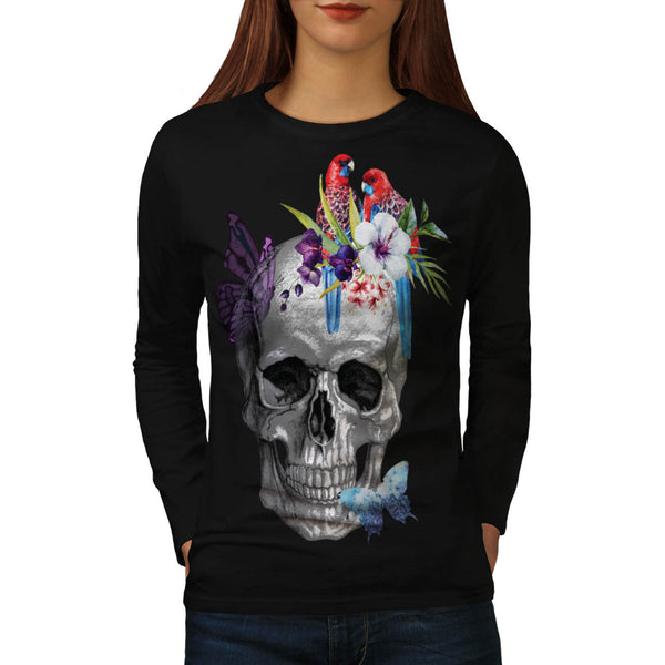 Skull Rose Flower Soul Womens Long Sleeve T-Shirt
