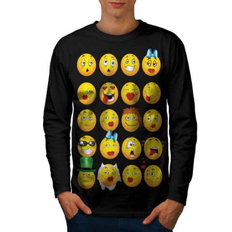 Funny Smiley Faces Mens Long Sleeve T-Shirt
