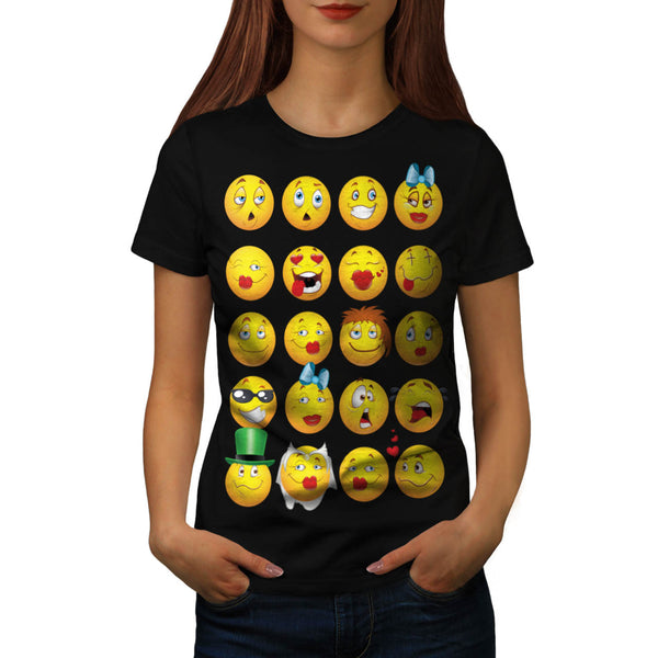Funny Smiley Faces Womens T-Shirt