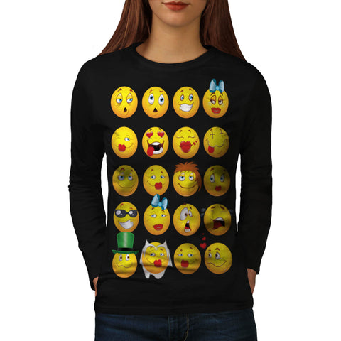 Funny Smiley Faces Womens Long Sleeve T-Shirt
