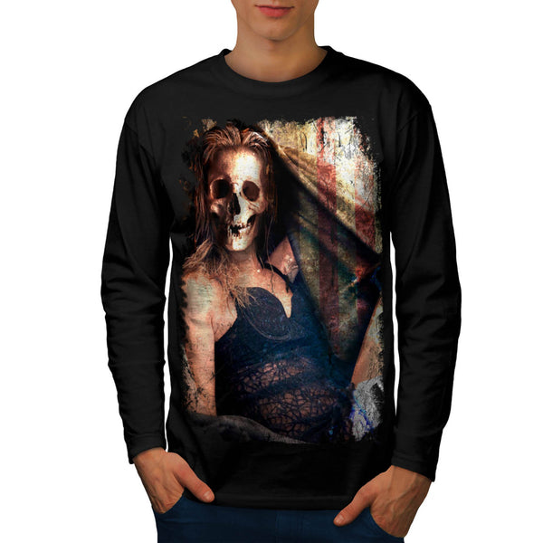 Skull Angel Head Art Mens Long Sleeve T-Shirt
