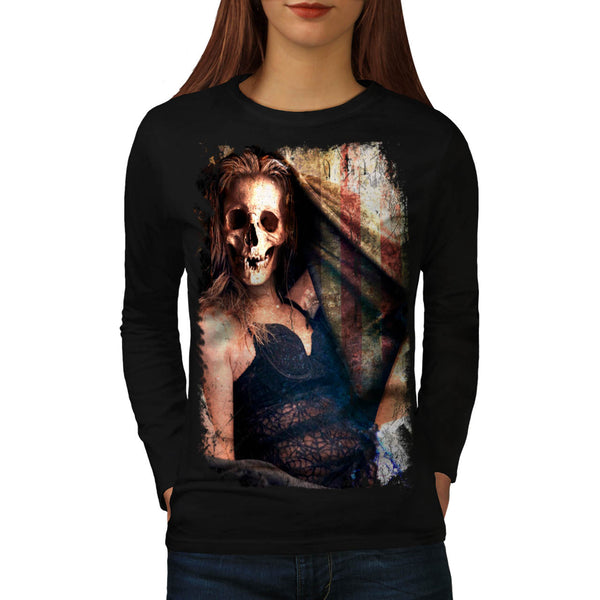 Skull Angel Head Art Womens Long Sleeve T-Shirt
