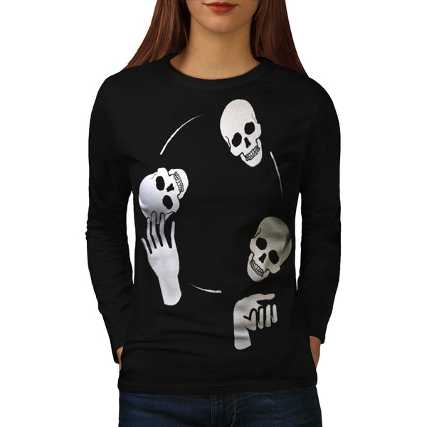 Skull Head Bones Art Womens Long Sleeve T-Shirt