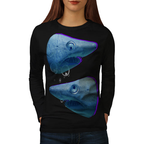 Deep Blue Sea Shark Womens Long Sleeve T-Shirt