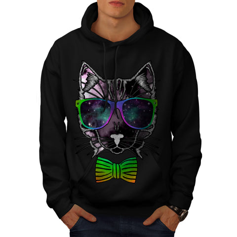 Hipster Cosmos Cat Mens Hoodie