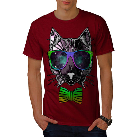 Hipster Cosmos Cat Mens T-Shirt