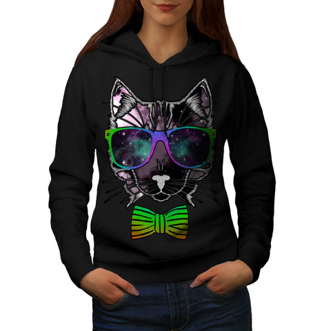 Hipster Cosmos Cat Womens Hoodie