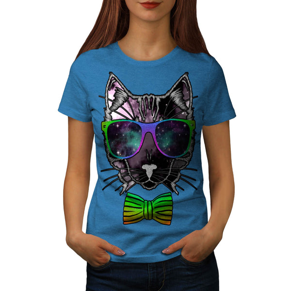 Hipster Cosmos Cat Womens T-Shirt