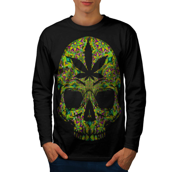 Cannabis Skull Head Mens Long Sleeve T-Shirt