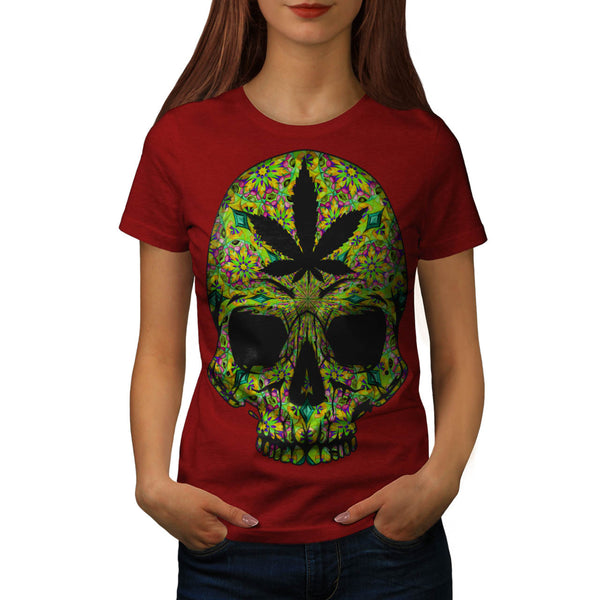Cannabis Skull Head Womens T-Shirt
