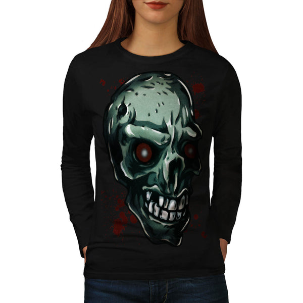 Skull Head Devil Eyes Womens Long Sleeve T-Shirt