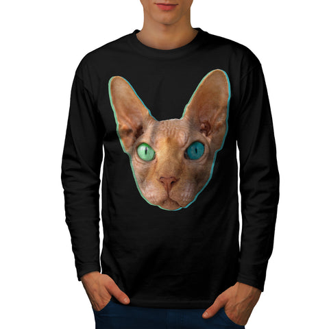 Crazy Eyed Kitten Mens Long Sleeve T-Shirt