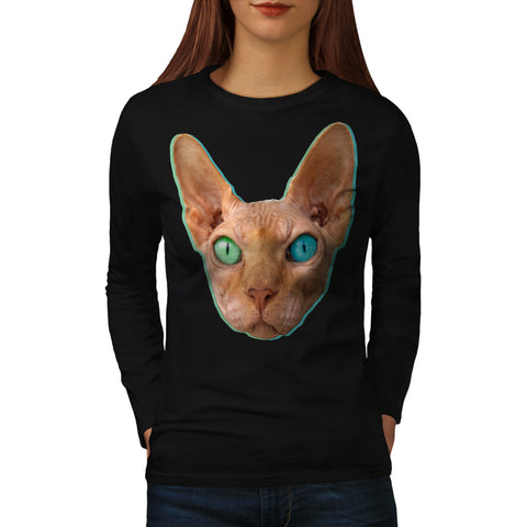 Crazy Eyed Kitten Womens Long Sleeve T-Shirt