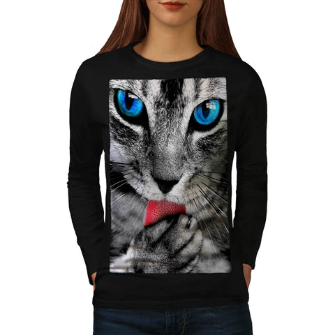 Cat Kitten Graphic Womens Long Sleeve T-Shirt