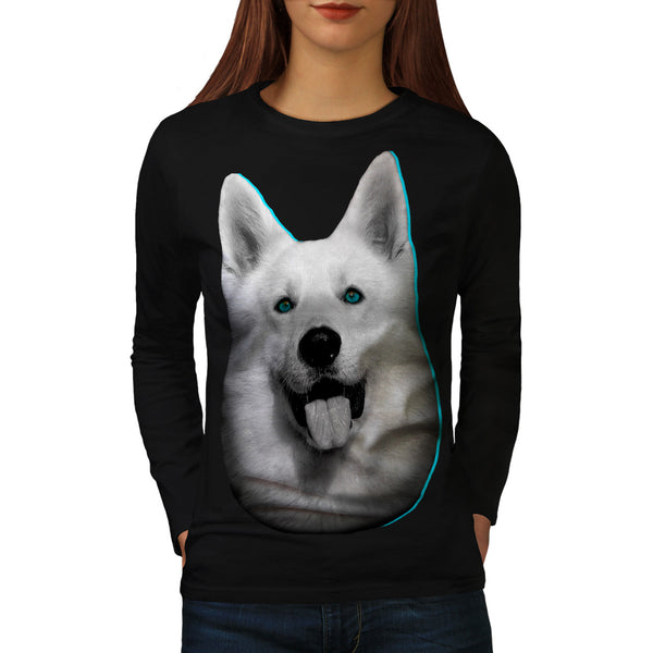 White Husky Dog Puppy Womens Long Sleeve T-Shirt