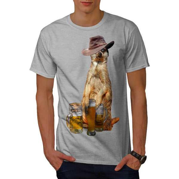 Meerkat Cute Beer Mens T-Shirt