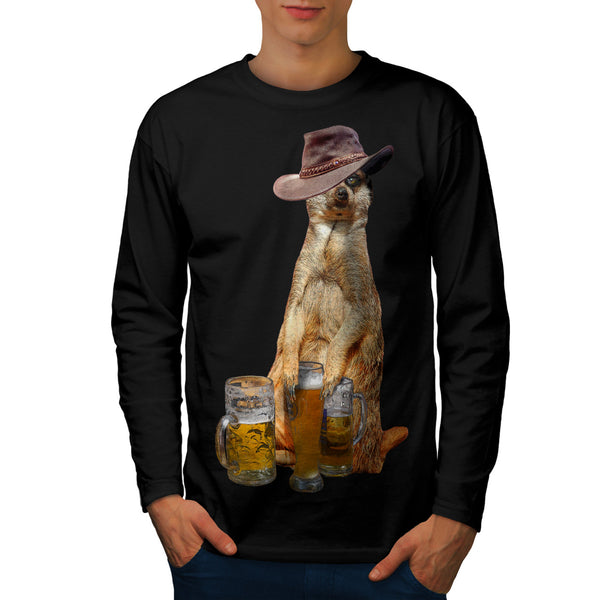 Meerkat Cute Beer Mens Long Sleeve T-Shirt