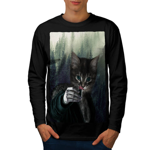 Cat Kitten Lighter Mens Long Sleeve T-Shirt