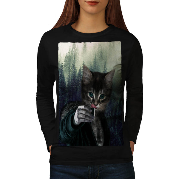 Cat Kitten Lighter Womens Long Sleeve T-Shirt