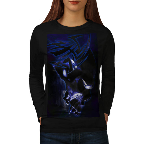 Skull Vampire Glow Womens Long Sleeve T-Shirt
