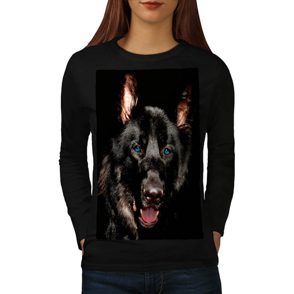 Black German Shepherd Womens Long Sleeve T-Shirt