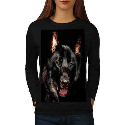 Black German Shepherd Womens Long Sleeve T-Shirt