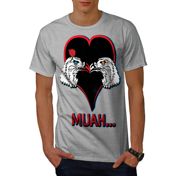 Love Heart Eagle Head Mens T-Shirt