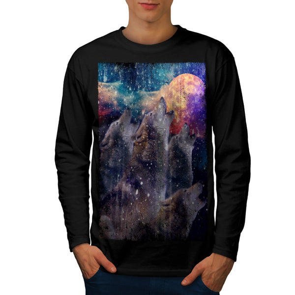 Wild Wolf Moonlight Mens Long Sleeve T-Shirt