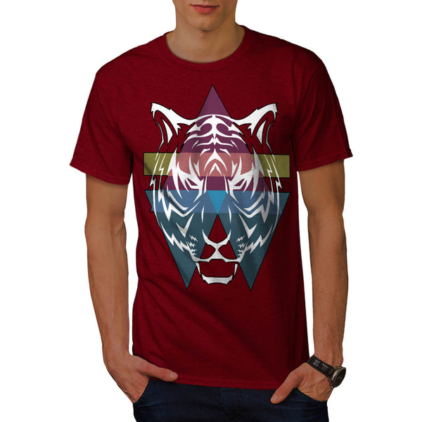 Triangle Tiger Face Mens T-Shirt