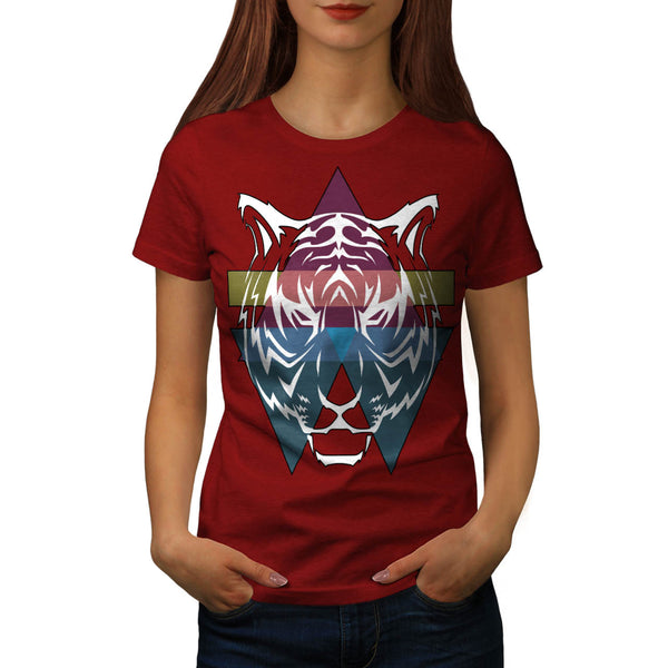 Triangle Tiger Face Womens T-Shirt