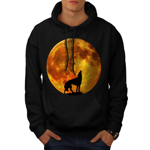 Full Moon Wild Wolf Mens Hoodie