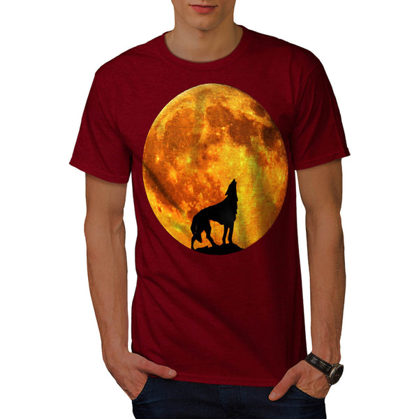 Full Moon Wild Wolf Mens T-Shirt