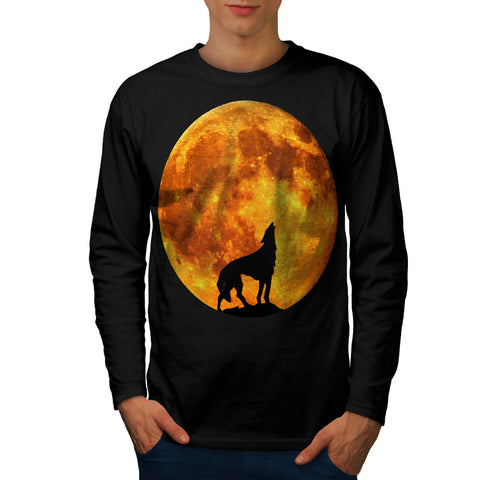 Full Moon Wild Wolf Mens Long Sleeve T-Shirt
