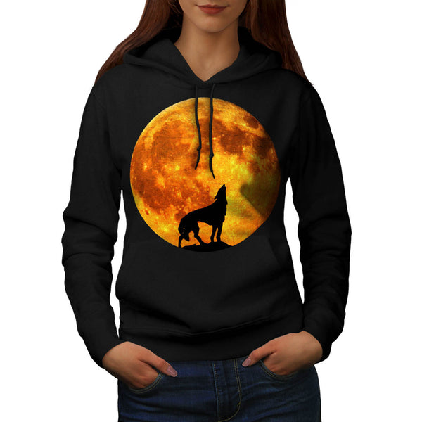 Full Moon Wild Wolf Womens Hoodie