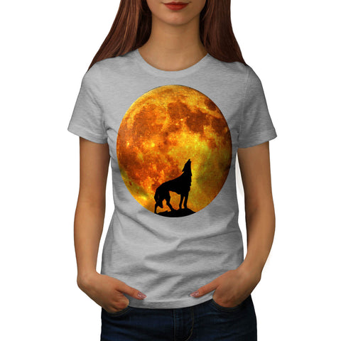 Full Moon Wild Wolf Womens T-Shirt