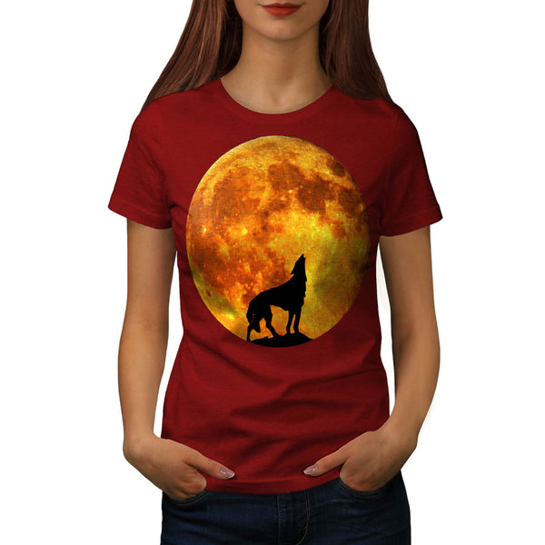Full Moon Wild Wolf Womens T-Shirt
