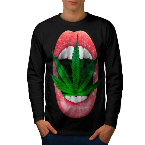 Cannabis In Mouth Mens Long Sleeve T-Shirt