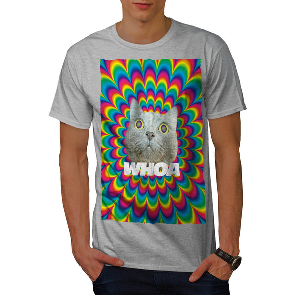 Whoa Psychedelic Cat Mens T-Shirt