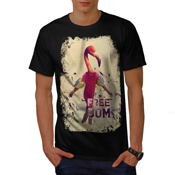 Freedom Flamingo Man Mens T-Shirt